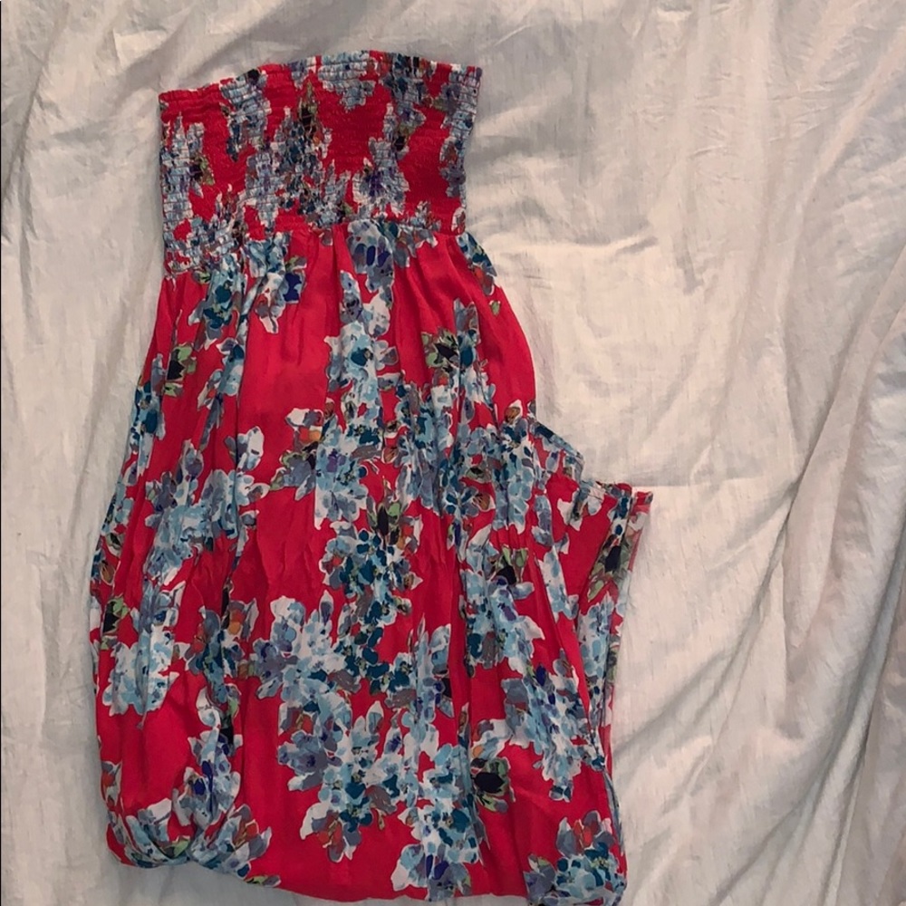 strapless floral maxi dress